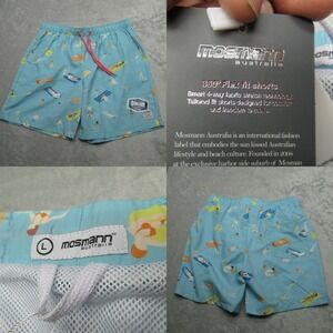 Mosmann Australia Swim Shorts Mens Large Blue AOP‎ Lined Quick Dry Stretch NEW